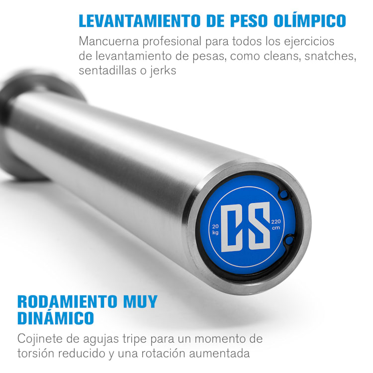 IWF Men barra para levantamiento de pesas olímpico 50 mm manguito 910 kg acero IWF Men