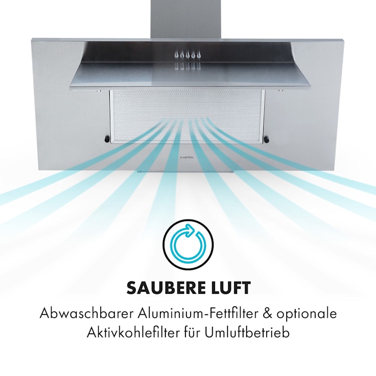 Athena 90 Dunstabzugshaube 90cm 300m³/h 69W Edelstahl 90 cm | Silber