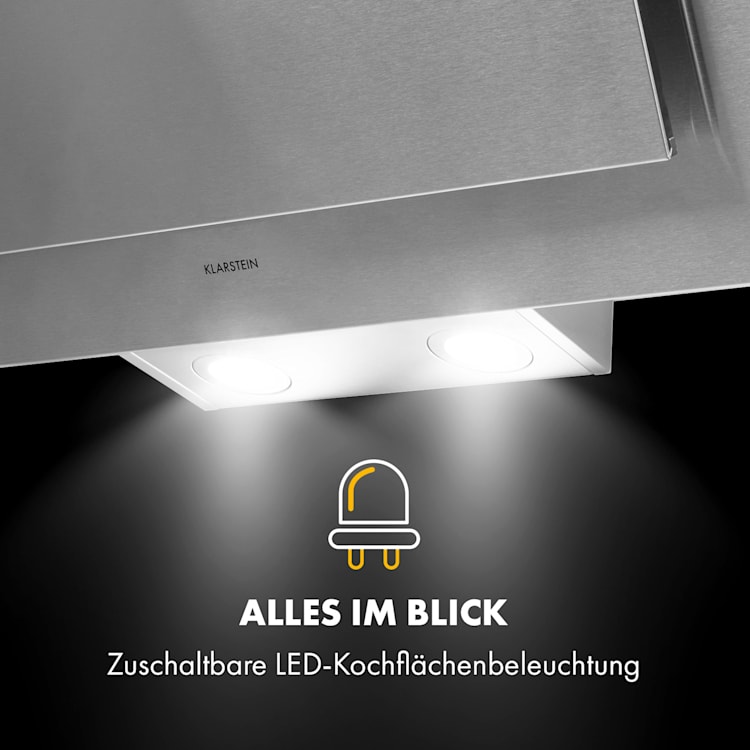Athena 90 Dunstabzugshaube 90cm 300m³/h 69W Edelstahl 90 cm | Silber