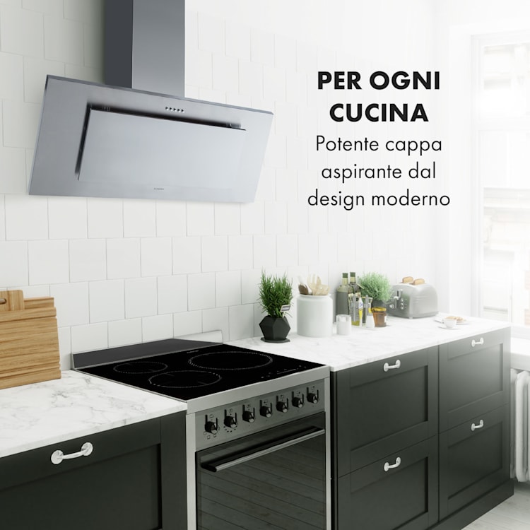 Athena 90 - Cappa aspirante, 90 cm, 300 m³/h, 69 W, acciaio inox 90 cm | Argento