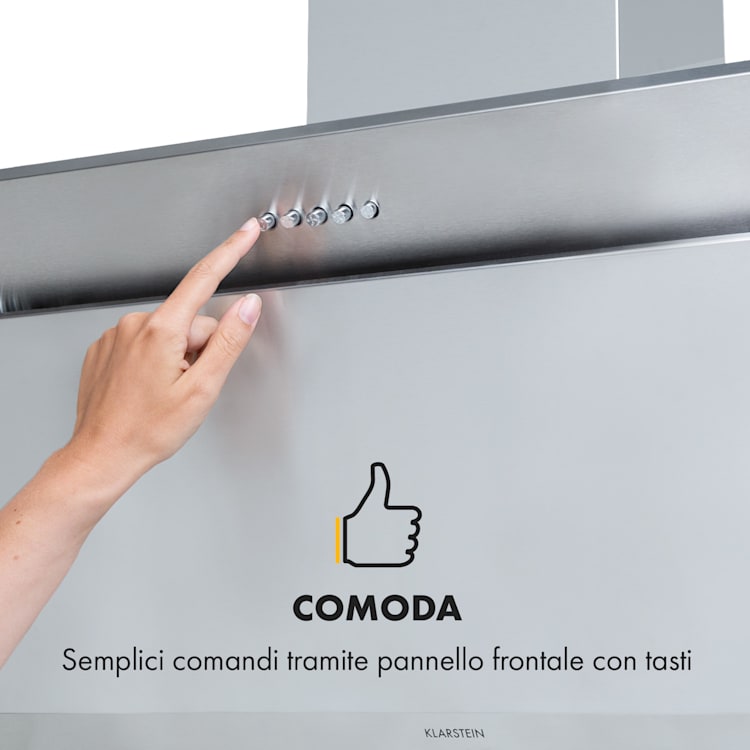Athena 90 - Cappa aspirante, 90 cm, 300 m³/h, 69 W, acciaio inox 90 cm | Argento