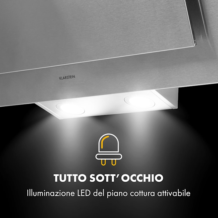 Athena 90 - Cappa aspirante, 90 cm, 300 m³/h, 69 W, acciaio inox 90 cm | Argento