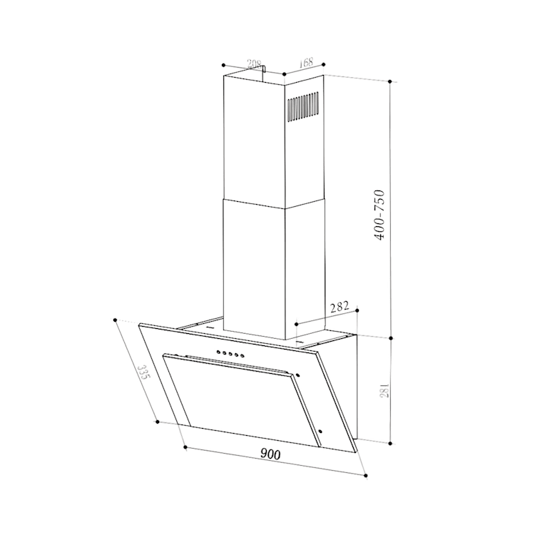 Athena 90 afzuigkap 90 cm 300 m³/h 69 W edelstaal 90 cm | Zilver