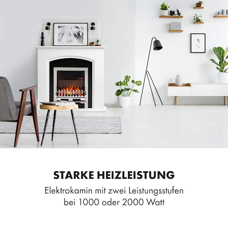 Verbier Elektrischer Kamin Elektrokamin 1000 / 2000 W LED-InstaFire Thermostat Timer Überhitzungsschutz