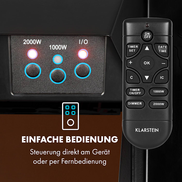 Verbier Elektrischer Kamin Elektrokamin 1000 / 2000 W LED-InstaFire Thermostat Timer Überhitzungsschutz