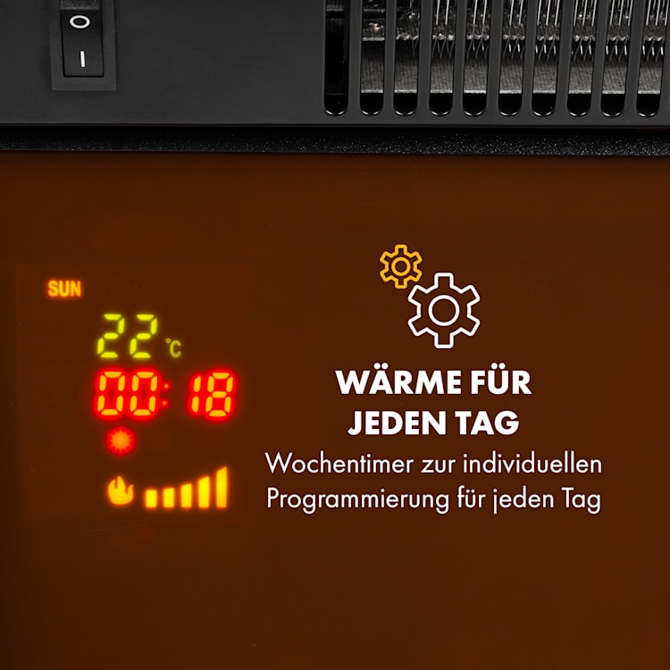Verbier Elektrischer Kamin Elektrokamin 1000 / 2000 W LED-InstaFire Thermostat Timer Überhitzungsschutz