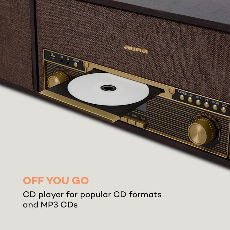 Belle Epoque 1912, gramofon retro, CD, BT, USB, DAB +/FM, brązowy