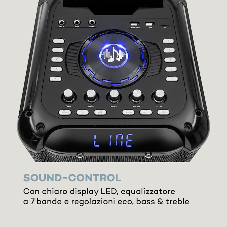 Moving 2100 Impianto PA 2xWoofer 10" 100/300 W Microfono UHF USB SD BT AUX Mobile 300 W