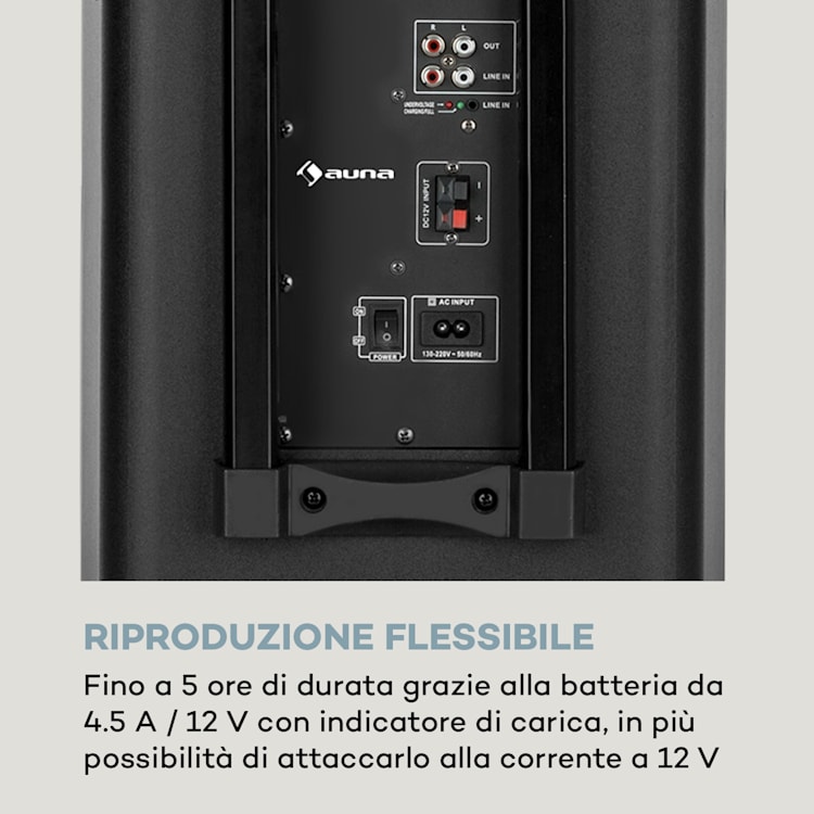 Moving 2100 Impianto PA 2xWoofer 10" 100/300 W Microfono UHF USB SD BT AUX Mobile 300 W