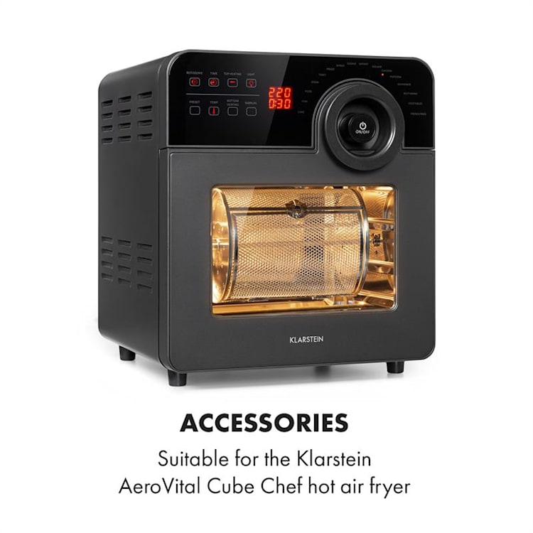 AeroVital Cube Chef Hot Air Fryer Rotating Basket Accessories Stainless Steel