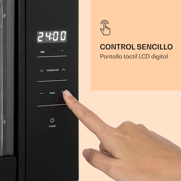 Mega Jerky Deshidratador 650W 35-80°C Pantalla táctil LCD Temporizador 8 bandejas Negro