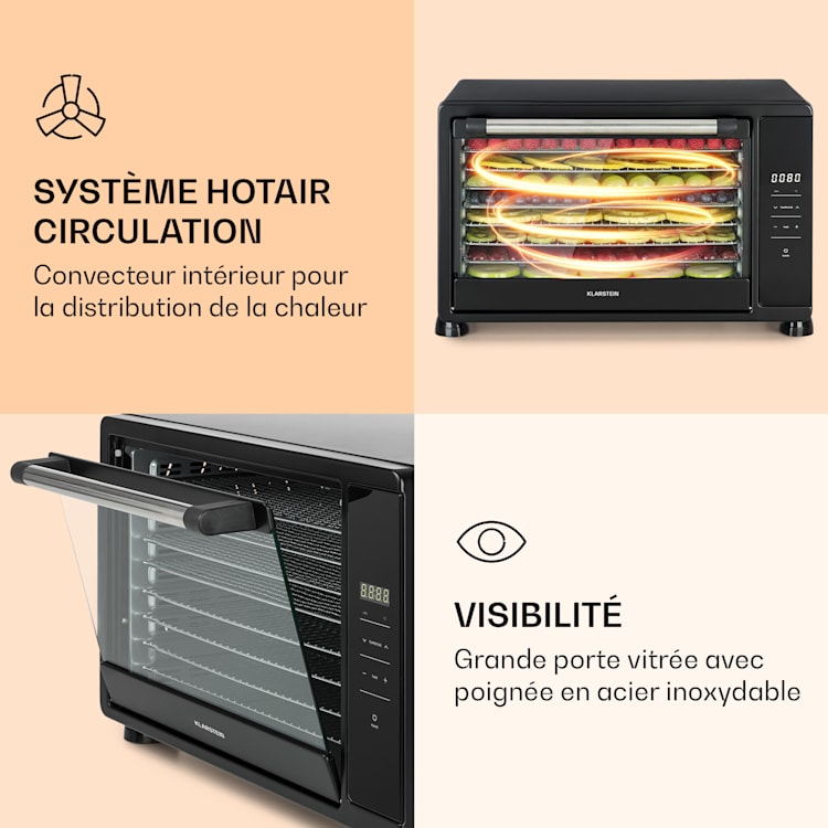 Déshydrateur Mega Jerky 650 W 35-80 °C écran tactile LC minuterie 8 niveau Noir