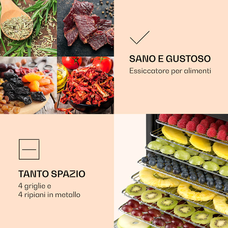 Mega Jerky - Essiccatore, 650W, 35-80°C, schermo LCD touch, timer, 8 ripiani Nero