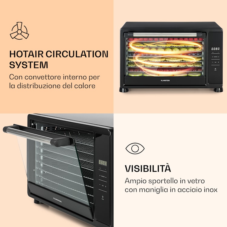 Mega Jerky - Essiccatore, 650W, 35-80°C, schermo LCD touch, timer, 8 ripiani Nero