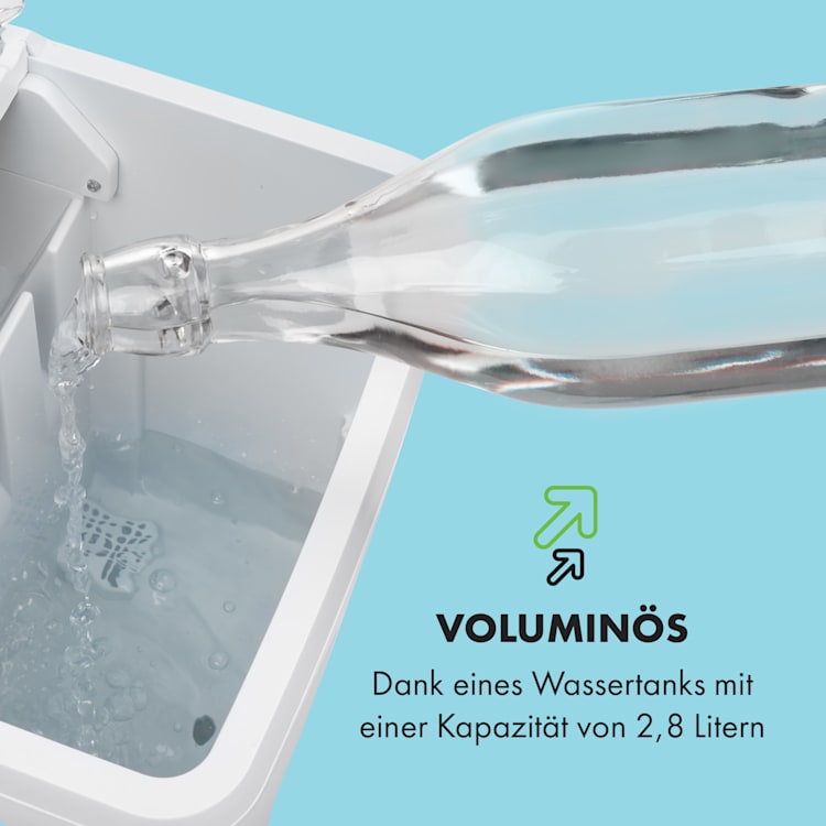 Coolio Eiswürfelmaschine Klareis 20kg/24h Wassertank: 2,8 l weiß