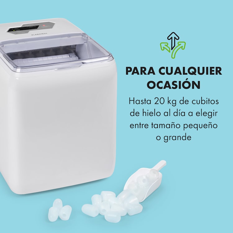 Coolio Máquina de cubitos de hielo Hielo transparente 20kg/24h Depósito de agua de 2,8 l Blanca