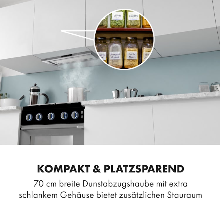 Lumiera Dunstabzugshaube LED 70 cm EEK A 750 m3/h 3 Stufen weiß