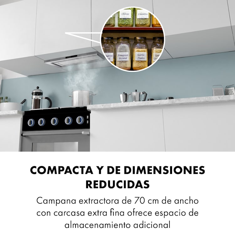 Lumiera campana extractora LED 70 cm EEK A 750 m3/h 3 niveles blanca