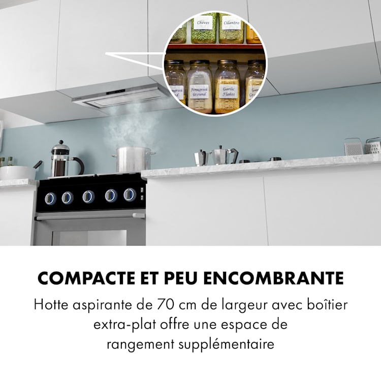 Lumiera Hotte aspirante 70cm 750 m3/h 3 vitesses LED Classe A - blanc