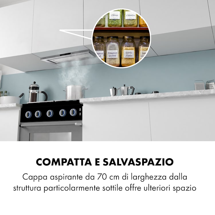 Lumiera cappa aspirante LED 70 cm EEK A 750 m3/h 3 livelli bianco