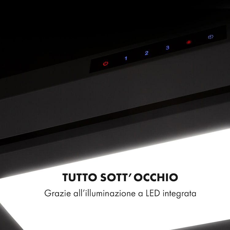 Lumiera cappa aspirante LED 70 cm EEK A 750 m3/h 3 livelli bianco