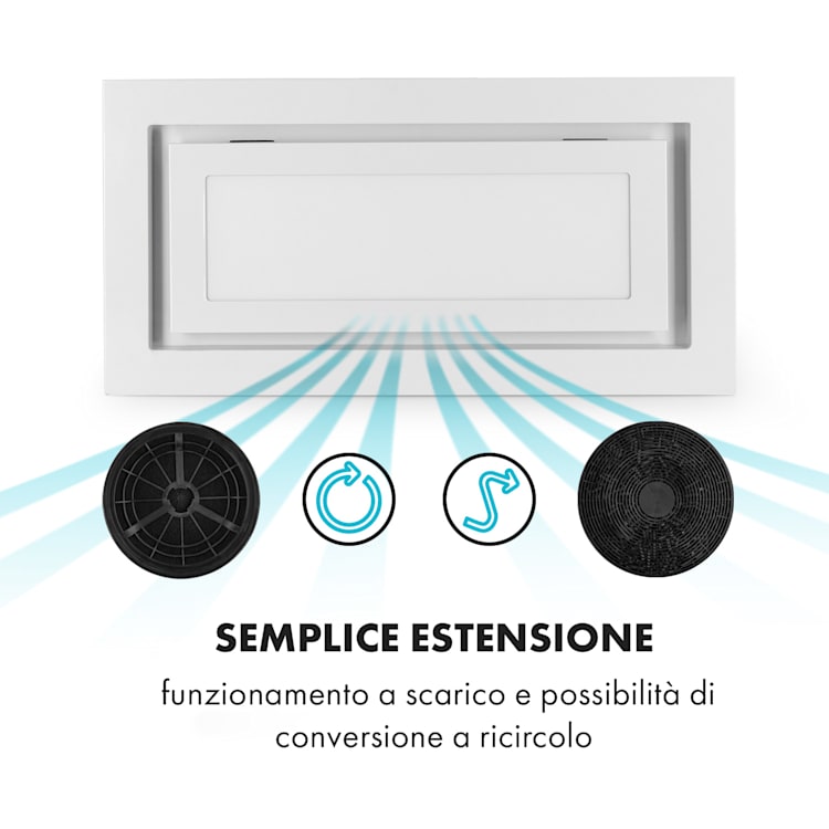 Lumiera cappa aspirante LED 70 cm EEK A 750 m3/h 3 livelli bianco