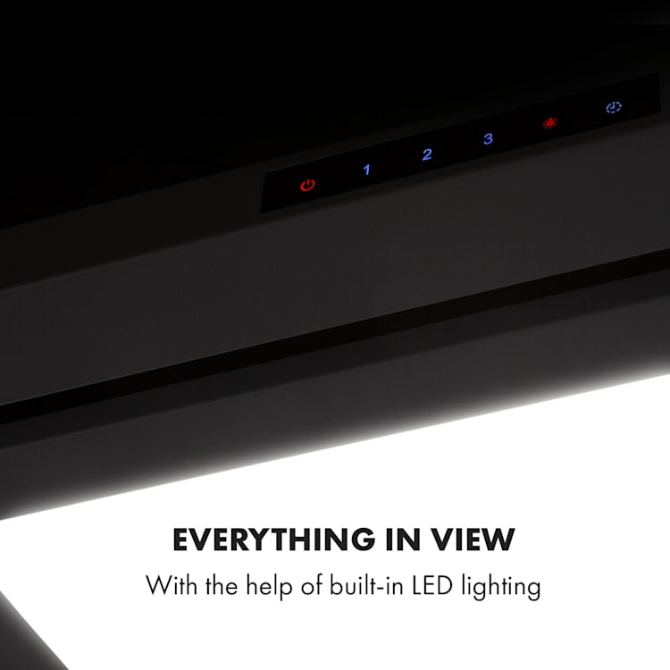 Lumiera, hotă, LED, 70 cm, clasa energetică A, 750 m³/h, 3 nivele, alb