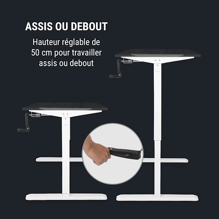 Multidesk in hoogte verstelbaar bureau manueel hoogte:73-123 cm wit Handmatige bediening | Wit