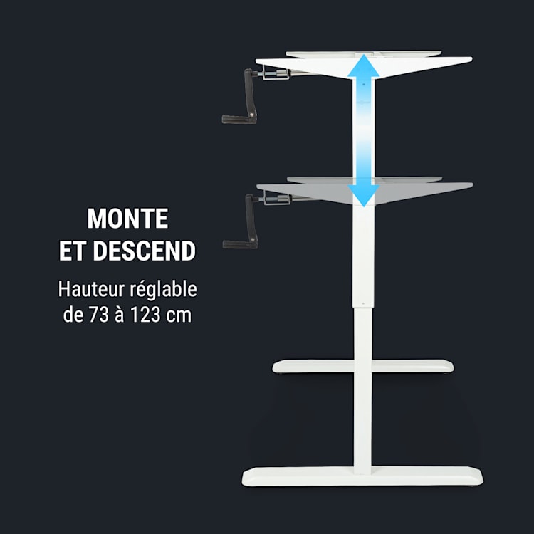 Multidesk in hoogte verstelbaar bureau manueel hoogte:73-123 cm wit Handmatige bediening | Wit