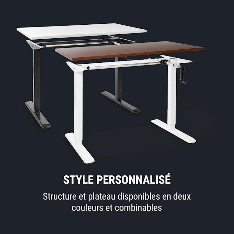 Multidesk in hoogte verstelbaar bureau manueel hoogte:73-123 cm wit Handmatige bediening | Wit