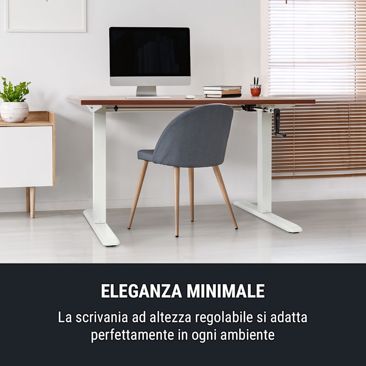 Multidesk scrivania regolabile manualmente in altezza 73-123 cm bianco Comando manuale | Bianco