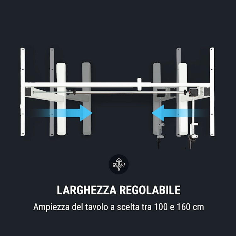 Multidesk scrivania regolabile manualmente in altezza 73-123 cm bianco Comando manuale | Bianco