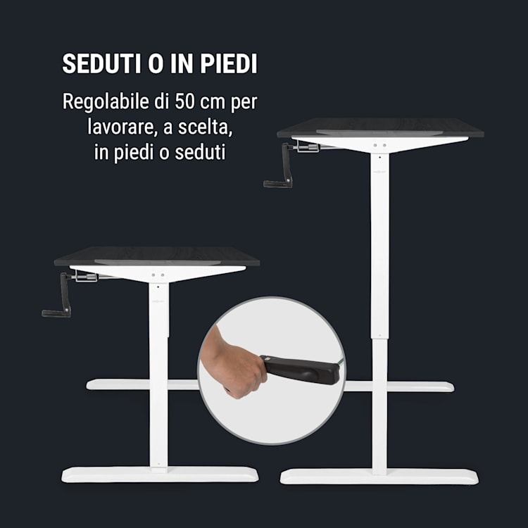 Multidesk scrivania regolabile manualmente in altezza 73-123 cm bianco Comando manuale | Bianco