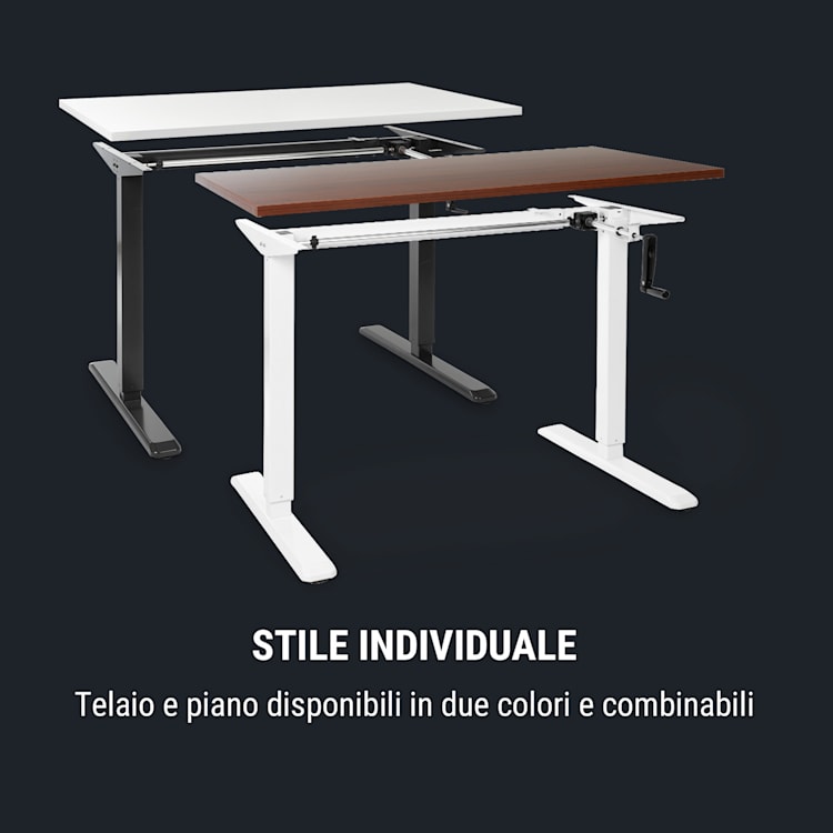 Multidesk scrivania regolabile manualmente in altezza 73-123 cm bianco Comando manuale | Bianco