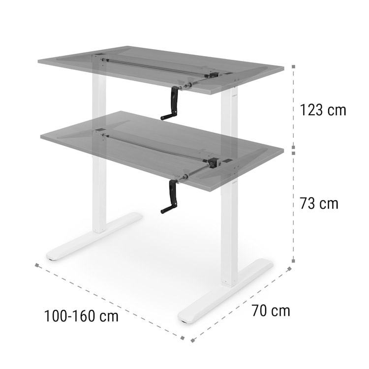 Multidesk in hoogte verstelbaar bureau manueel hoogte:73-123 cm wit