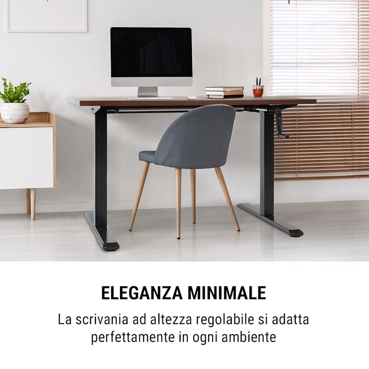 Multidesk scrivania regolabile manualmente in altezza 73-123 cm nero Comando manuale | Nero