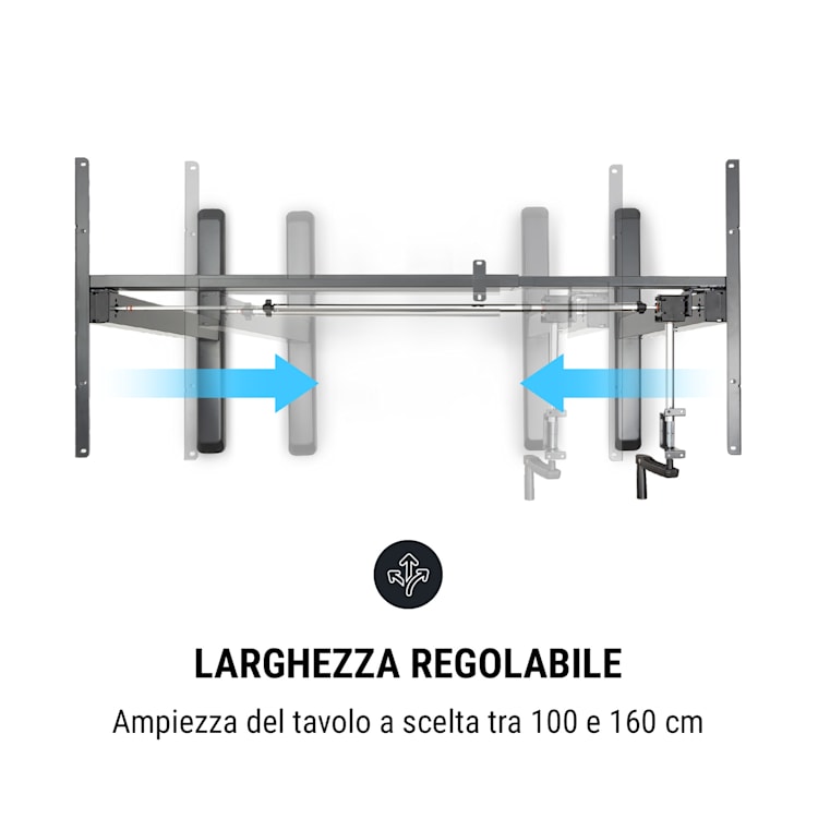 Multidesk scrivania regolabile manualmente in altezza 73-123 cm nero Comando manuale | Nero