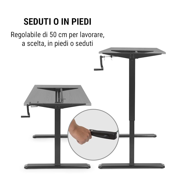 Multidesk scrivania regolabile manualmente in altezza 73-123 cm nero Comando manuale | Nero