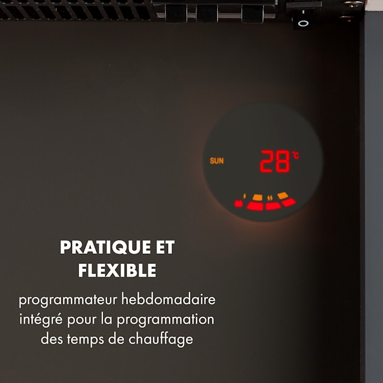 Studio 1 Cheminée électrique 1000/2000 W LED 10-30 °C Minuteur hebdomadaire
