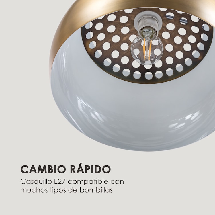 Amara Lámpara de arco Pantalla dorada Base de mármol E27 Cable de 2 m Dorada