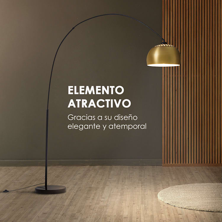 Amara Lámpara de arco Pantalla dorada Base de mármol E27 Cable de 2 m Dorada