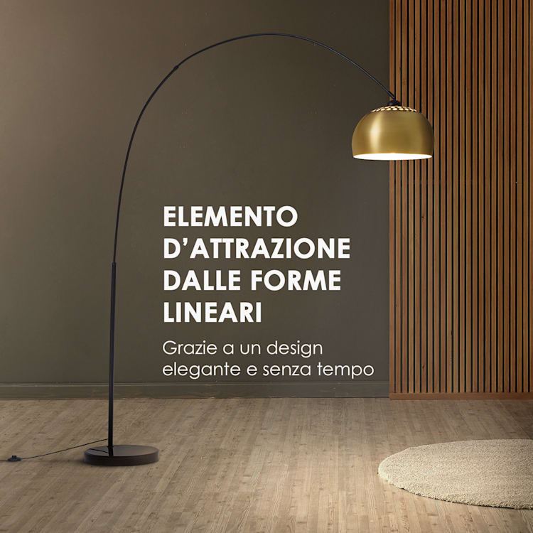 Amara Lampada ad Arco Schermo Dorato Base in Marmo E27 Cavo: 2 m oro Oro