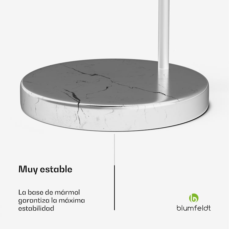 Nael Lámpara de arco Pantalla plateada Base de mármol E27 Cable de 2 m Plateada Plata