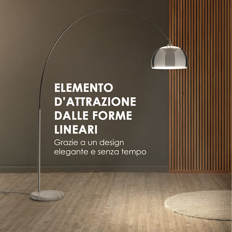 Nael Lampada ad Arco Schermo Argentato Base in Marmo E27 Cavo: 2 m argento