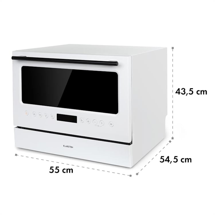 Azuria, mașină de spălat vase, EEK F, 1380 W, 6,5 L, partea din față din sticlă, alb