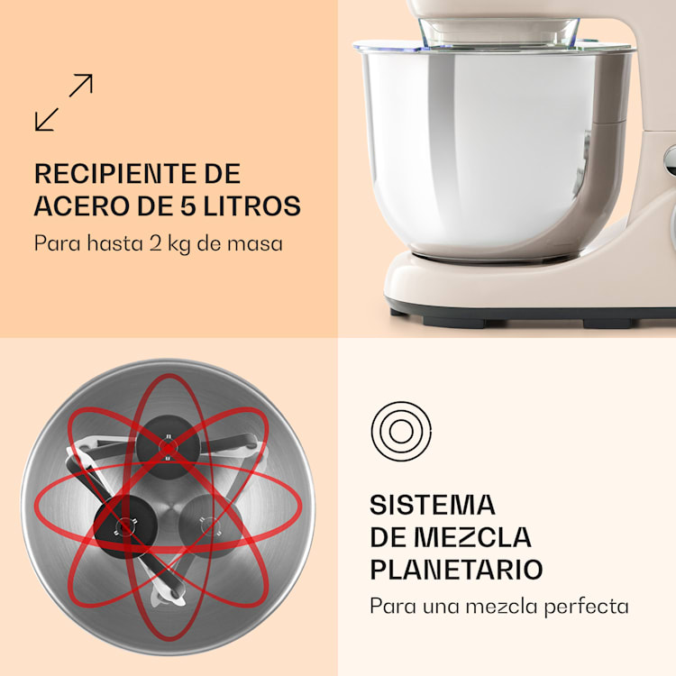 Procesador de alimentos Bella Pico 2G 1300W 1,7HP 6 Pasos 5 Litros Crema Vintage