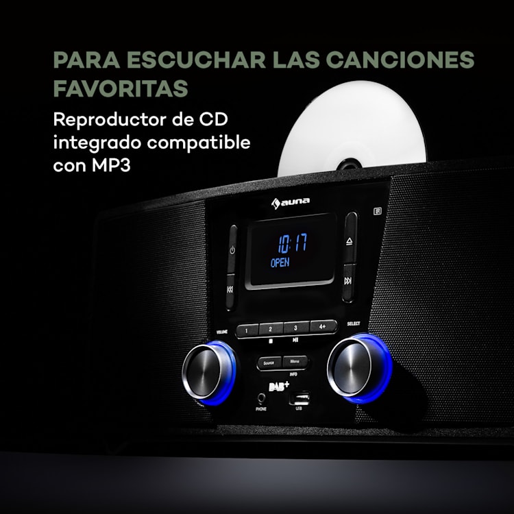 Stockton microsistema estéreo 20 W máx. DAB+ UKW reproductor CD BT diodo orgánico negro