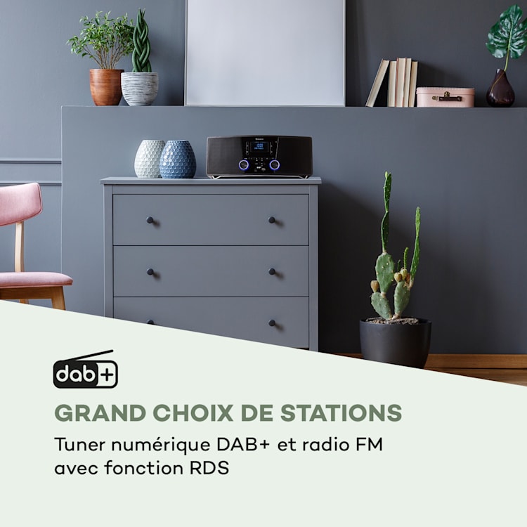 Stockton micro chaîne stéréo 20 W max. DAB+ FM lecteur CD BT OLED noir