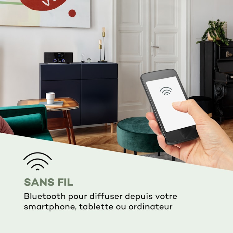 Stockton micro chaîne stéréo 20 W max. DAB+ FM lecteur CD BT OLED noir