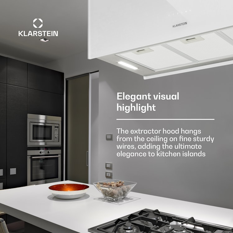 Kronleuchter XL Hotte îlot aspirante 90cm 590m³/h LED  classe A Blanc Blanc